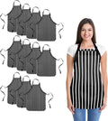 DALIX Pinstripe Black/White Bib Aprons 12 Pack - Durable Kitchen