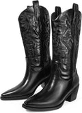 Ouepiano Cowboy Boots for Women - Stylish Wide Calf Embroidered