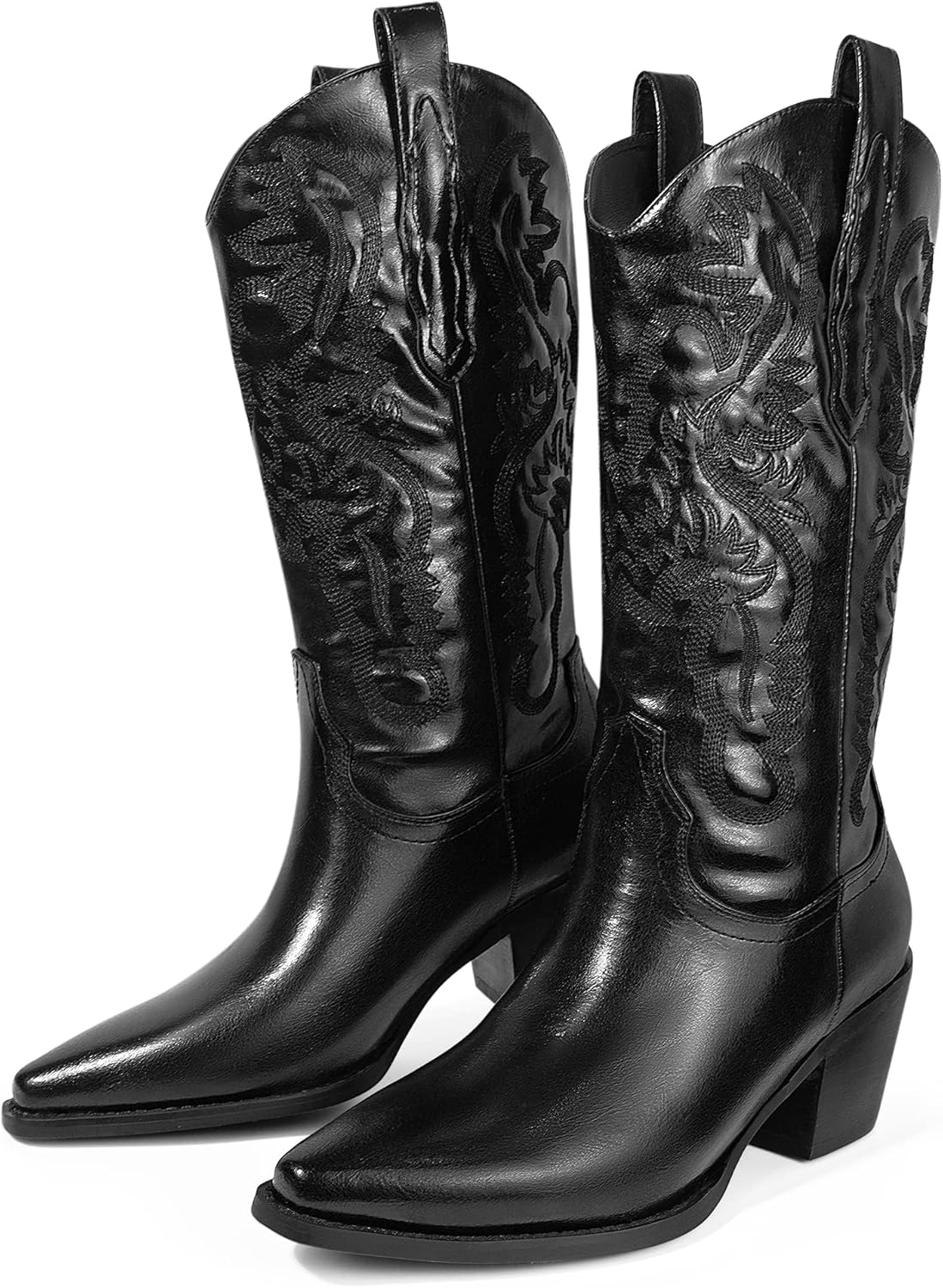 Ouepiano Cowboy Boots for Women - Stylish Wide Calf Embroidered