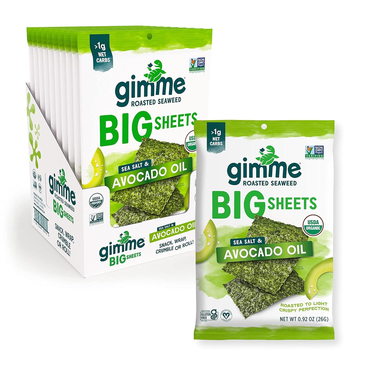 Gimme Seaweed Organic Premium Roasted Seaweed Big Sheets Snack