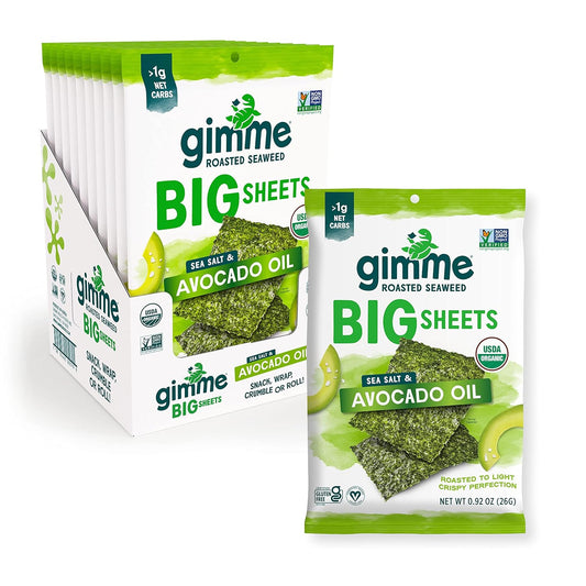 Gimme Seaweed Organic Premium Roasted Seaweed Big Sheets Snack
