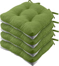 Grass Green Dining Chair Cushions Set of 4 - 15.5in Tufted Pads