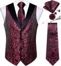 DiBanGu Men's Paisley Vest Set for Weddings and Formal Events