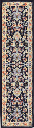 Unique Loom Sialk Hill Runner Navy Blue/Cream - Durable Low-Pile Rug