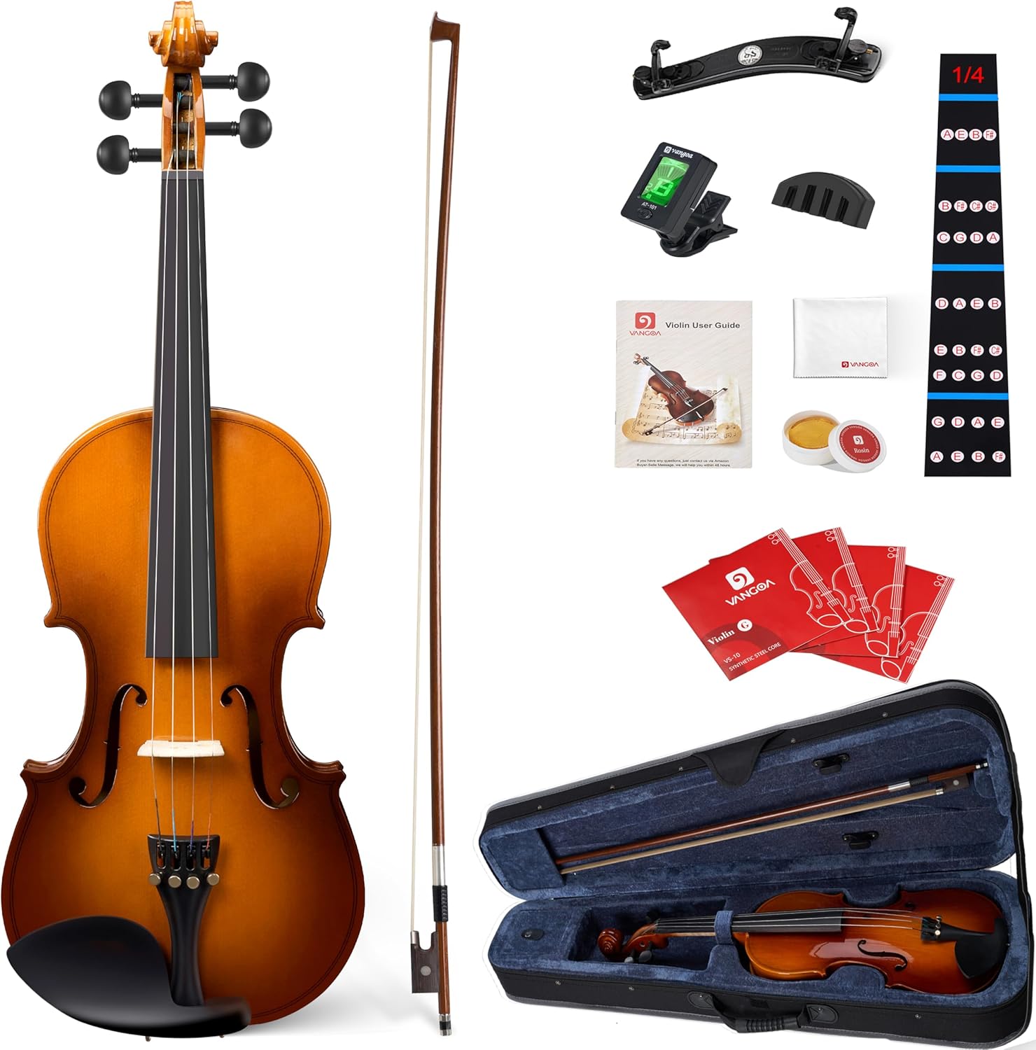 Vangoa 1/4 Size Violin for Kids Beginners Full Set Package