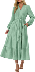 PRETTYGARDEN Womens Fall Maxi Dress 2025 - Flowy Button Down Maxi