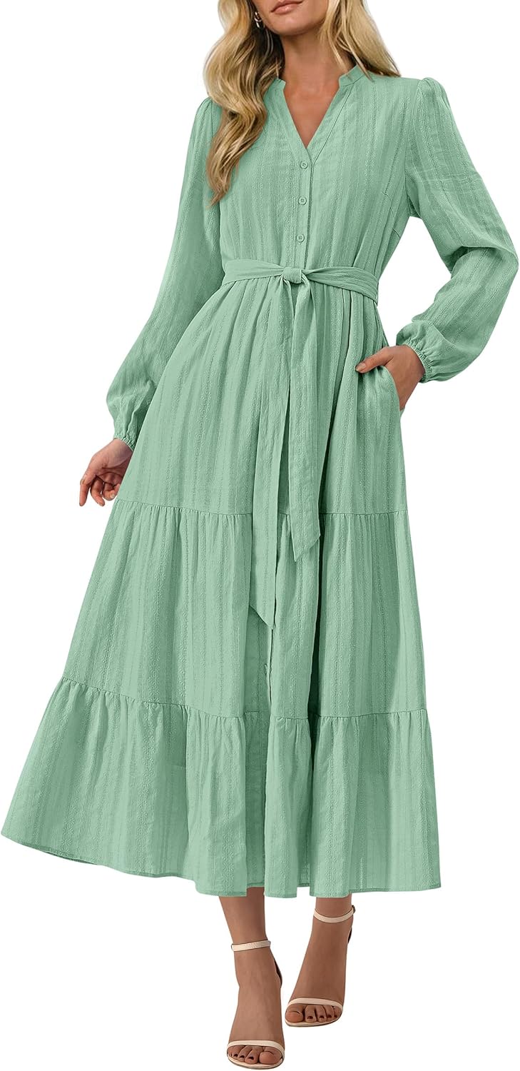 PRETTYGARDEN Womens Fall Maxi Dresses for 2025 Casual Style