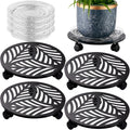Large Metal Plant Caddy 12in 4-Pack - Heavy-Duty Rolling Stands