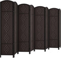 Room Divider 6 ft Tall 8 Panel Privacy Screen - Dark Coffee