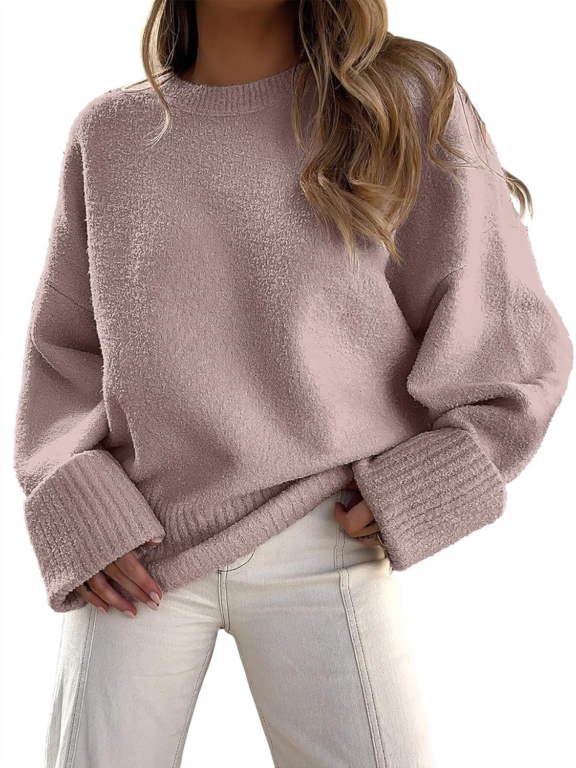 Oversized Women's Fuzzy Knit Sweater for Cozy Fall Outfits