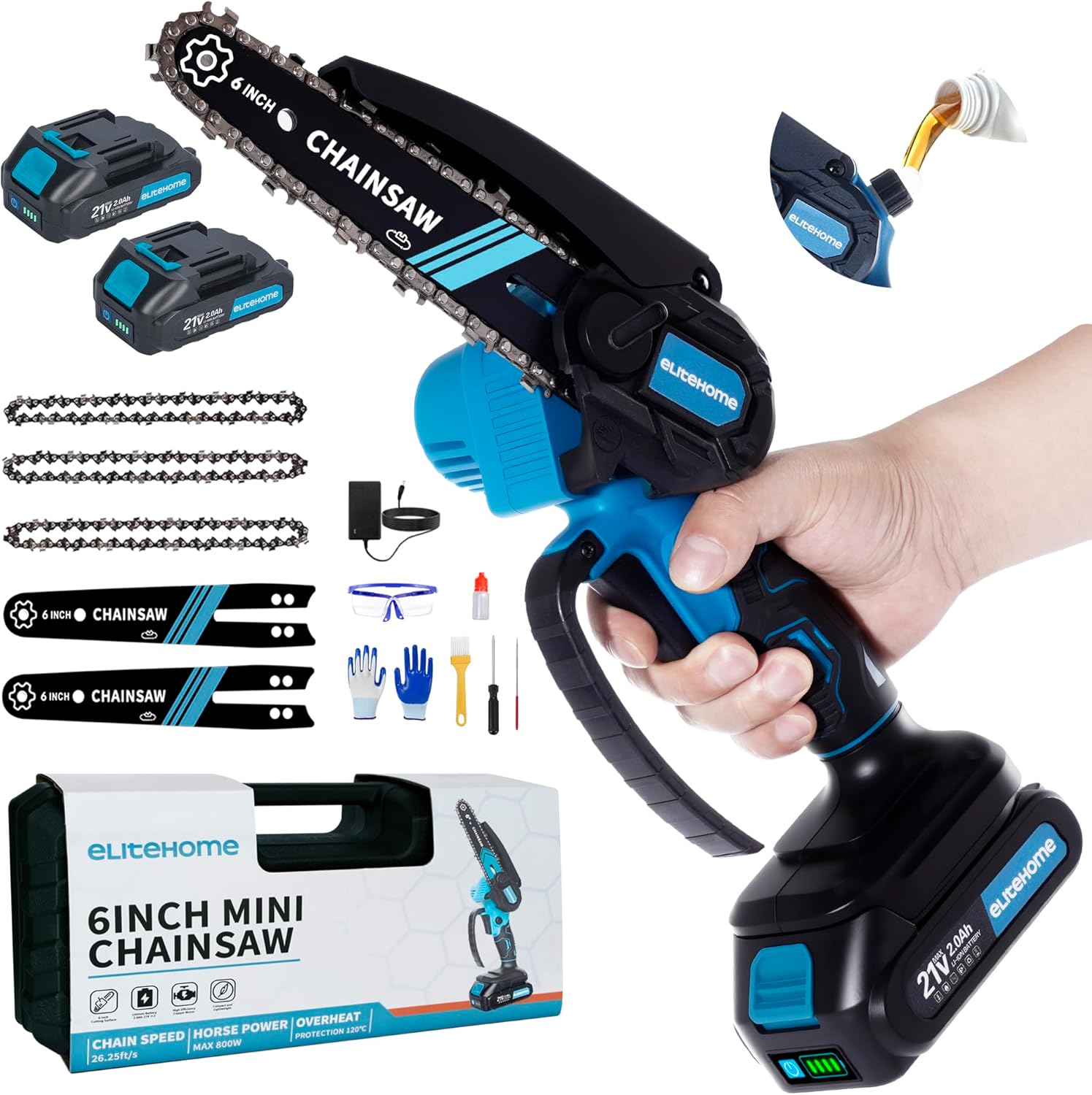 EliteHome Mini Chainsaw Cordless 6 Inch for Easy Tree Trimming