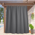 100 in Wide Grey Outdoor Blackout Curtains for Patio - Waterproof