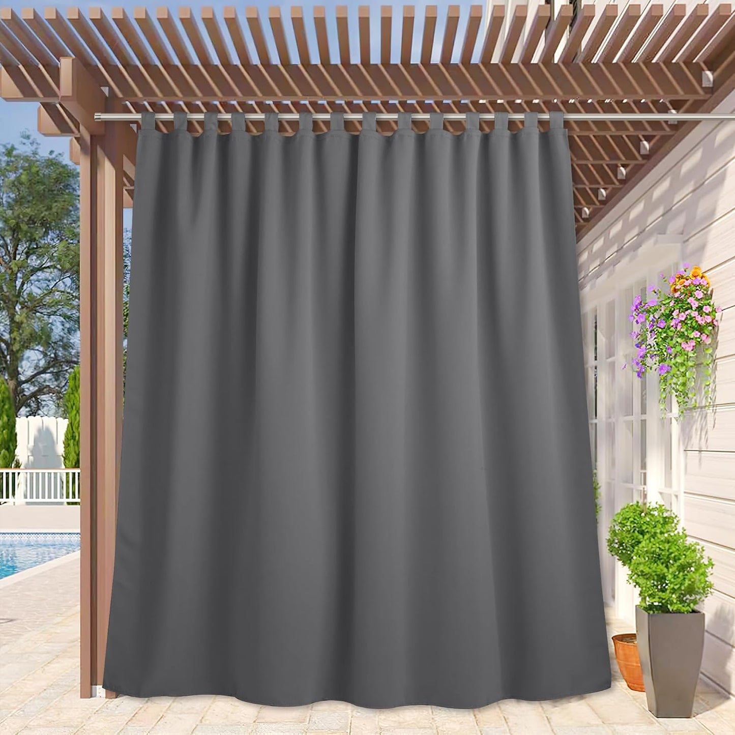 RYB HOME Outdoor Curtains - Extra Wide Blackout Waterproof Privacy