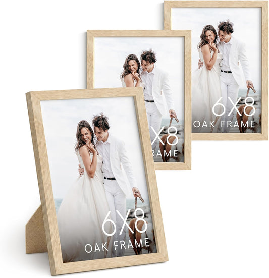 Natural Oak Wooden Picture Frames Set of 3 for Stylish Display