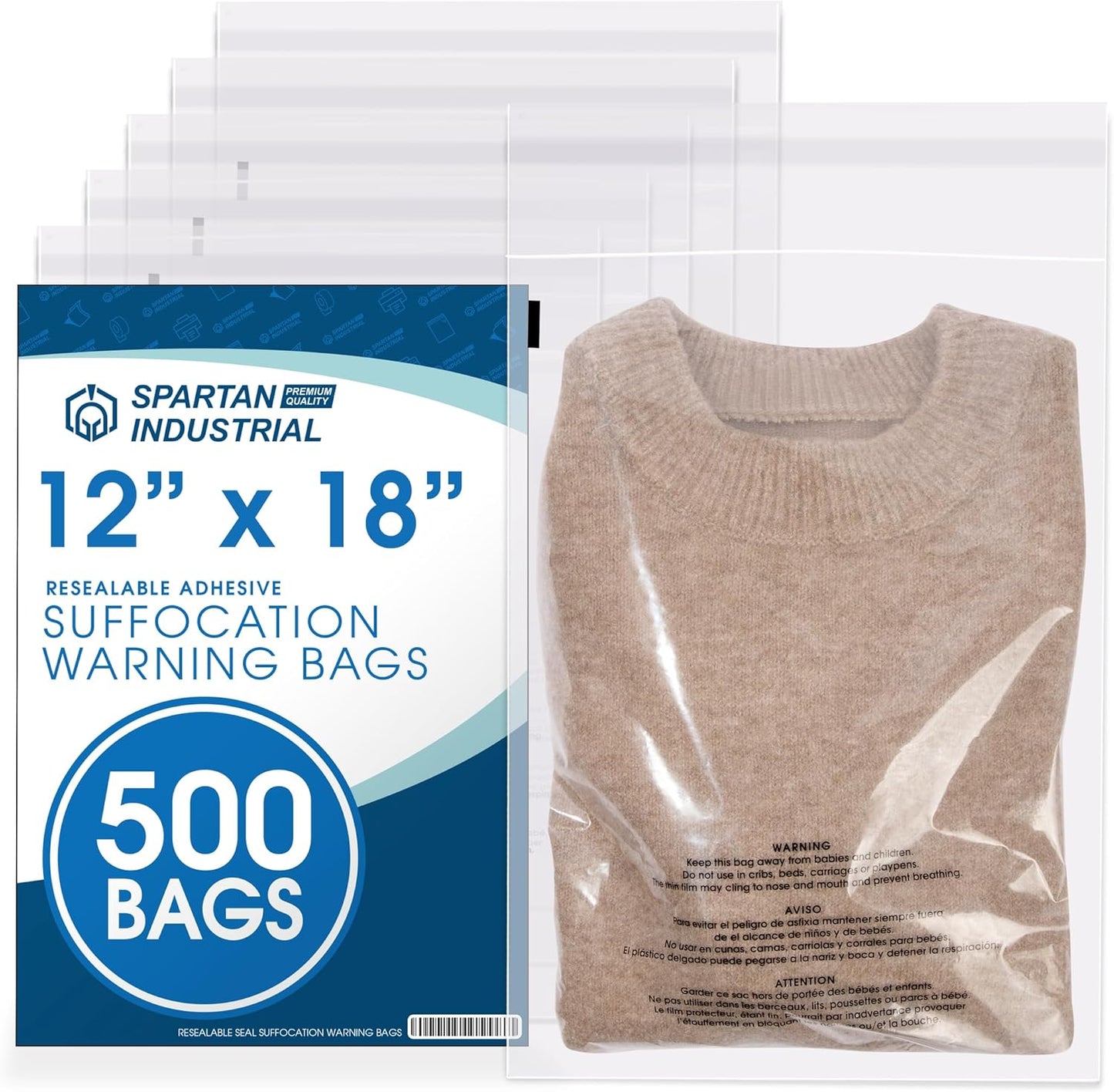 Spartan Industrial 12 X 18 Self Seal Clear Poly Bags 500 Count