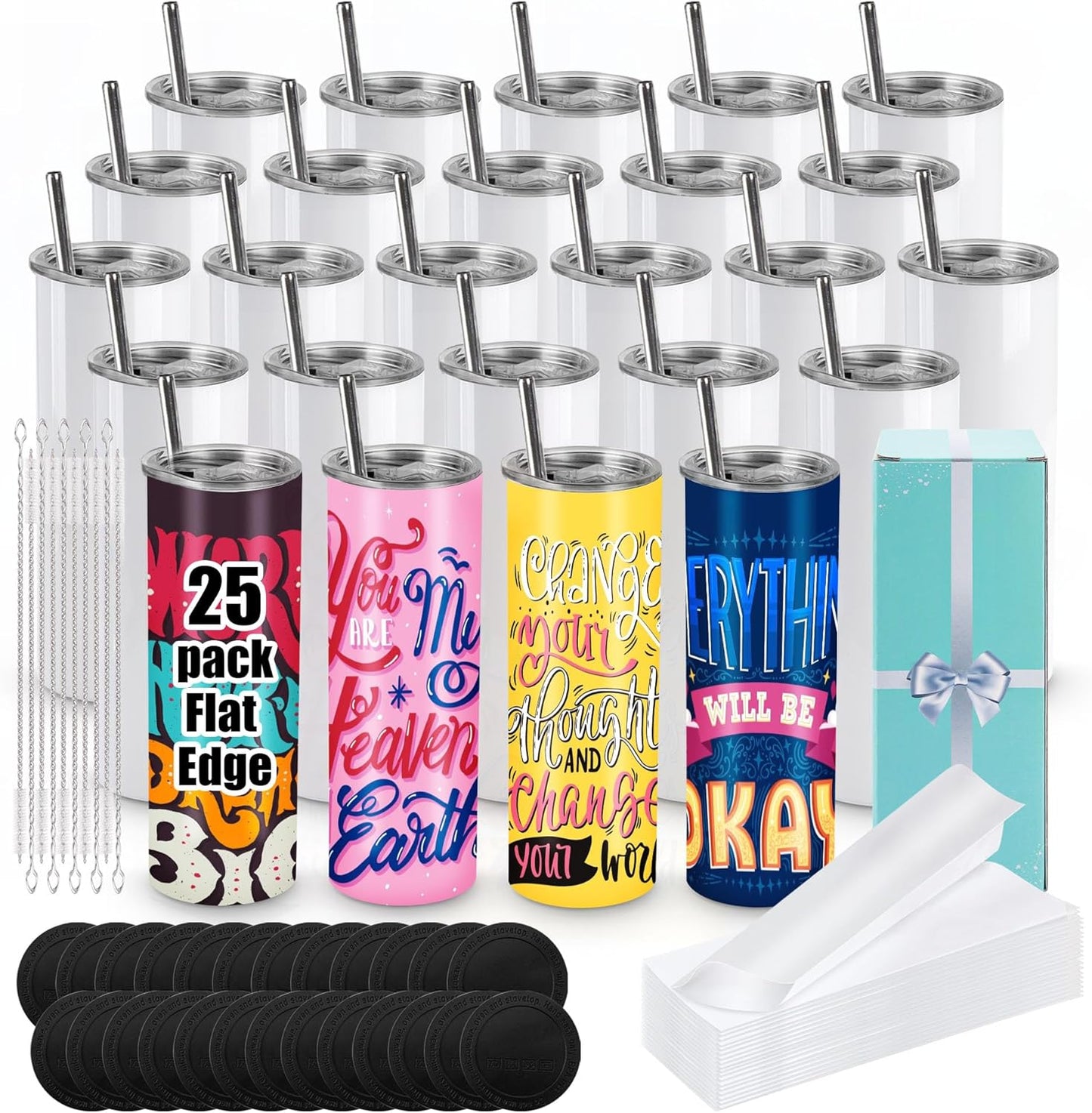 25 Pack Sublimation Tumblers 20 oz for Custom Designs and Gifts