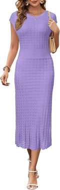Women Fall Sweater Dresses 2025 Midi Cap Sleeve - Modest Business