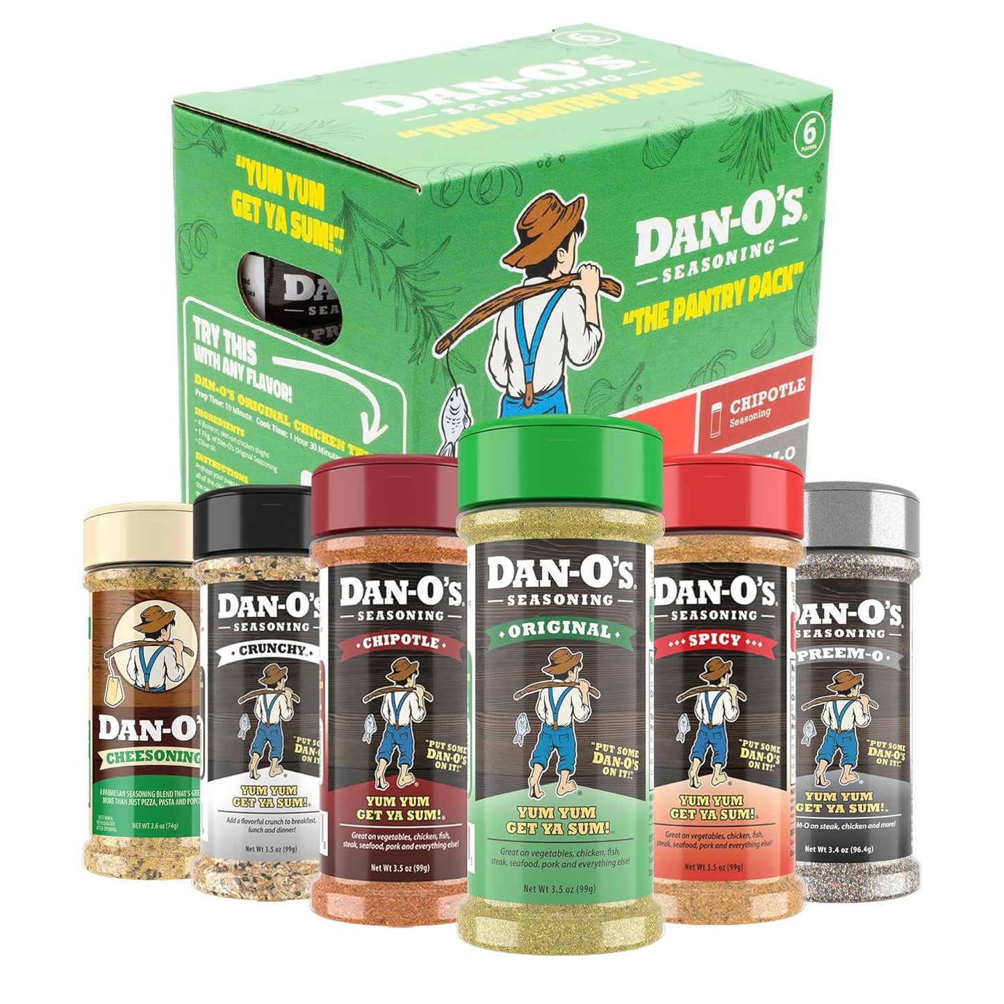 Dan-O's 6 Bottle Seasoning Set for Flavorful Cooking Adventures