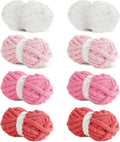 Chunky Chenille Yarn 8 Pack Red Gradient - Super Bulky Plush for Big