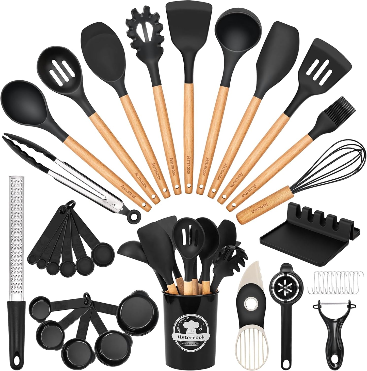 Astercook Kitchen Utensils Set: 39 PCS Silicone Cooking Tools