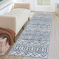 KUTA Moroccan Washable Runner Rug 2x6 - Soft Non-Slip Vintage Blue