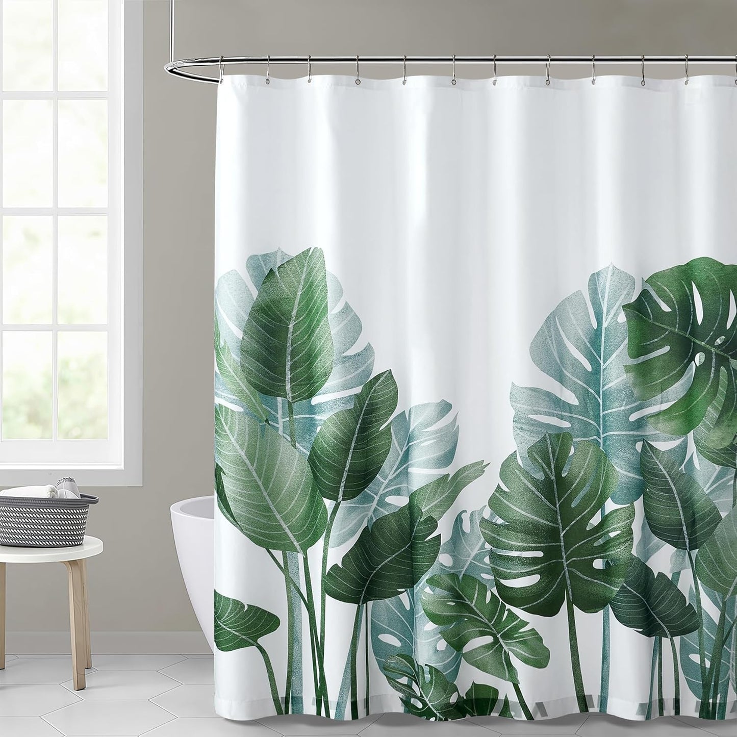 KGORGE Tropical Leaves Shower Curtain - Odorless, 72 x 72 inches