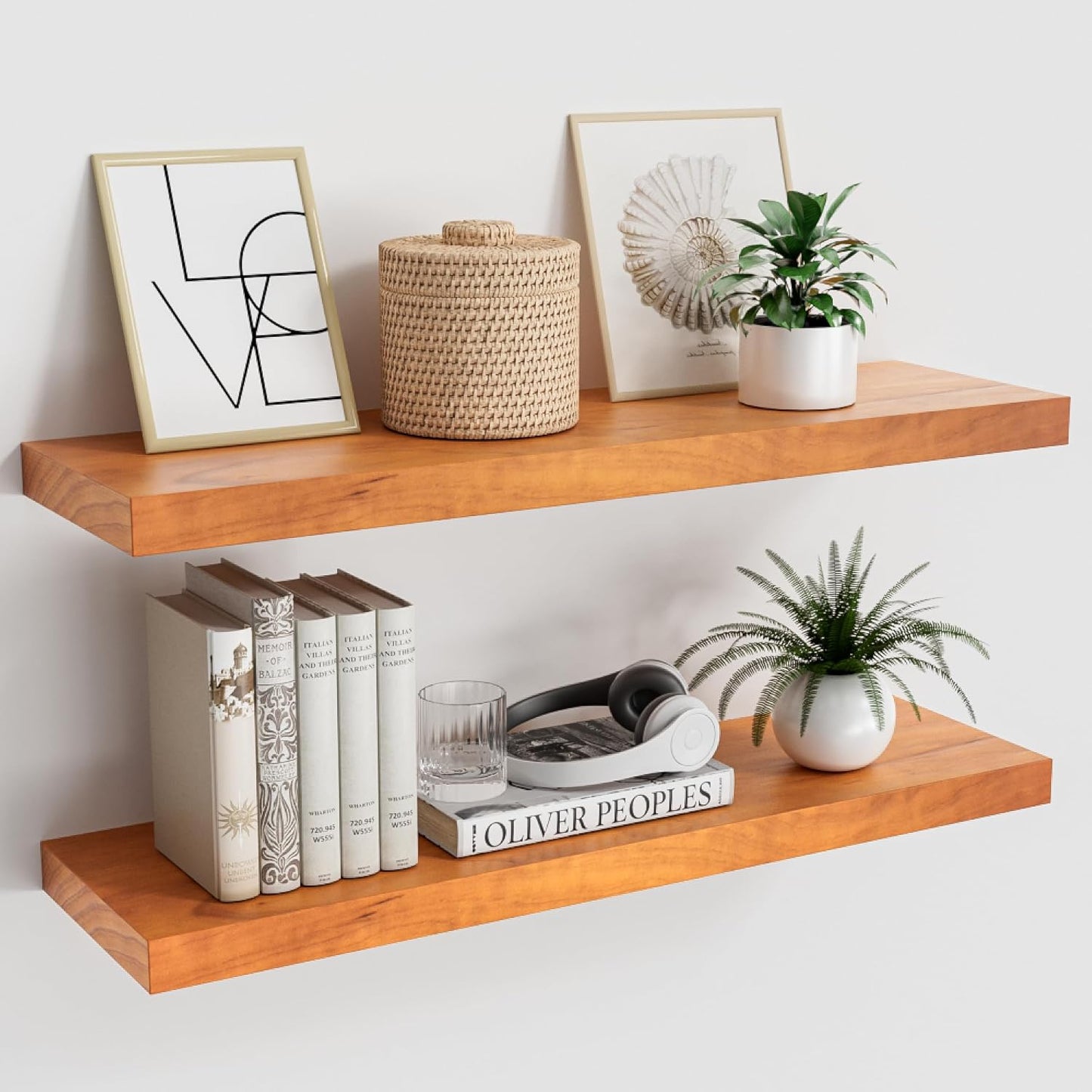 Pine Floating Wall Shelves for Rustic Farmhouse Decor