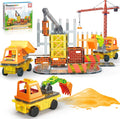 Magnet Tile Construction 5-in-1 Crane Excavator Dump Truck Set - STEM
