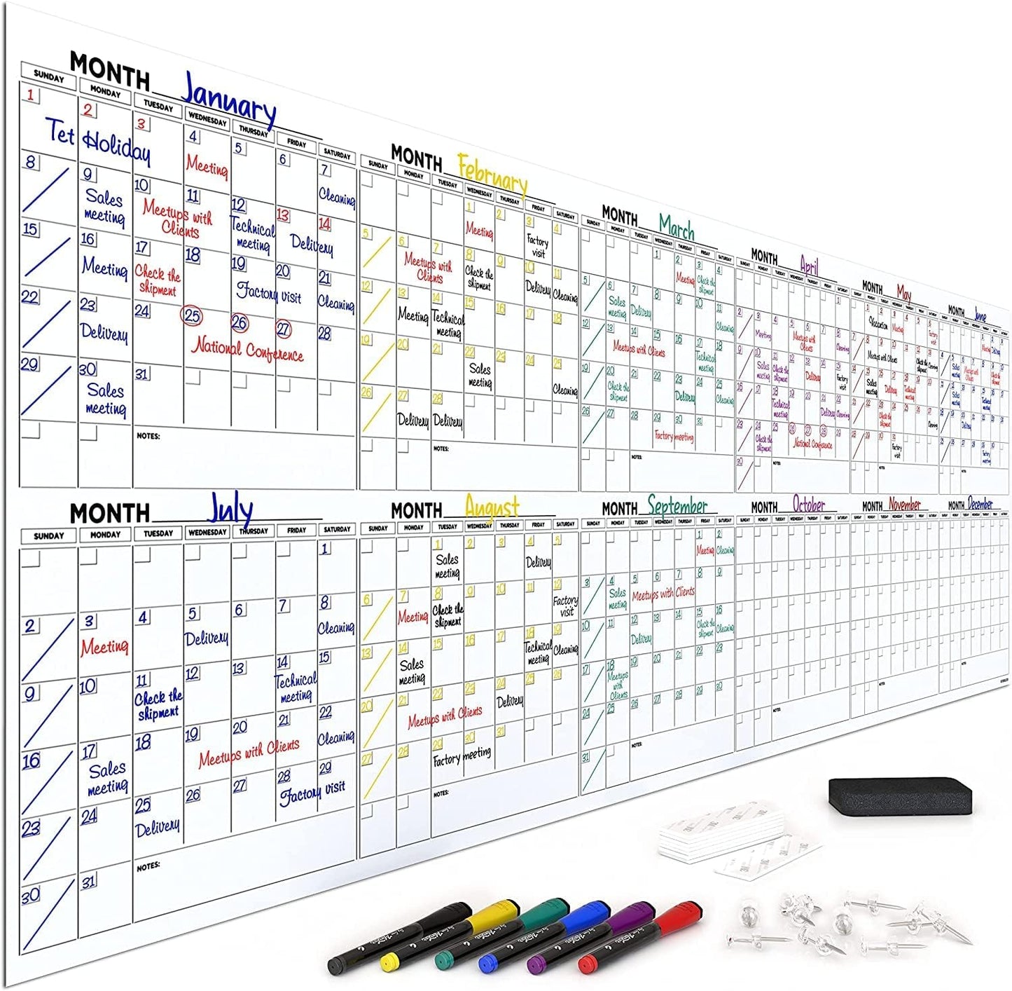 Extra Large Dry Erase Monthly Planner for Ultimate Organization