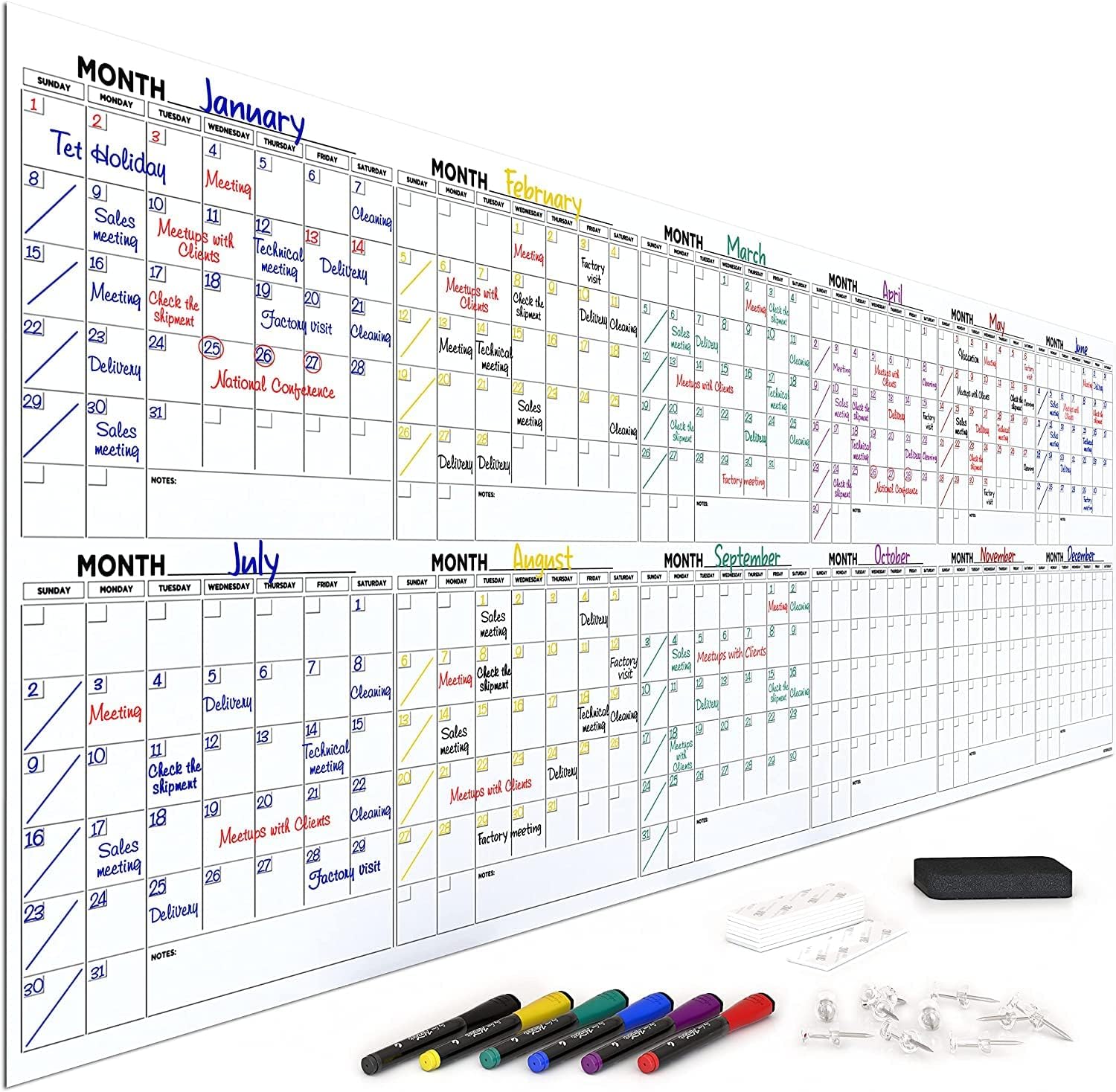 Extra Large Dry Erase Monthly Planner for Ultimate Organization