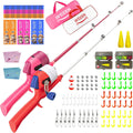 Kids Fishing Pole Red & Pink Telescopic Rod Combo - Beginner Kit