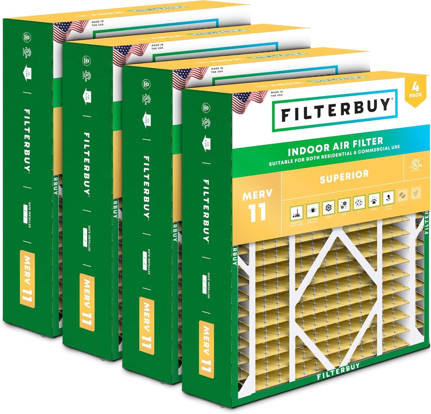 Filterbuy 20x26x5 Air Filter MERV 11 for Allergen Defense