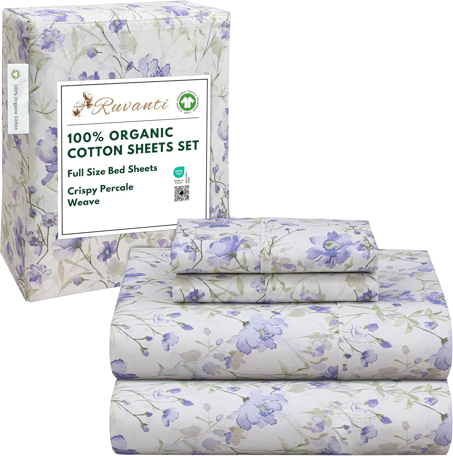 100% Organic Cotton Sheets Full Size Set for Ultimate Comfort