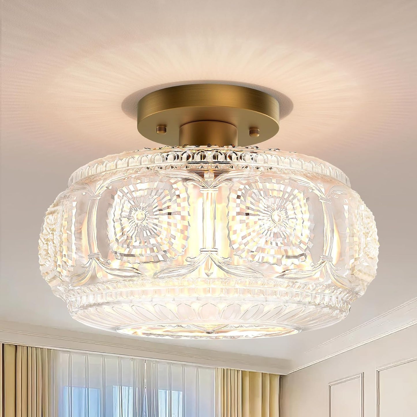 Semi Flush Mount Ceiling Light Fixture for Vintage Style Decor