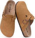 Genuine Suede Women's Clogs with Arch Support - Soft Cork Footbed