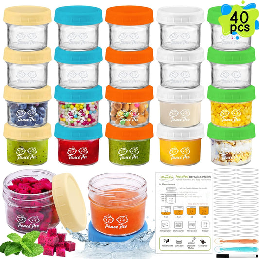 Leak-Proof Glass Baby Food Jars Set - 4oz
