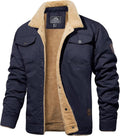 MAGCOMSEN Men's Sherpa Lined Trucker Jacket - Warm MultiPocket Coat