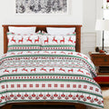 Christmas Duvet Cover King Snowflake Reindeer Bedding Set - Cozy