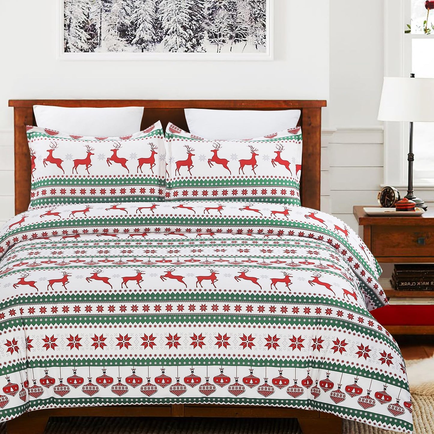 Vaulia Christmas Duvet Cover King Set for Festive Winter Decor