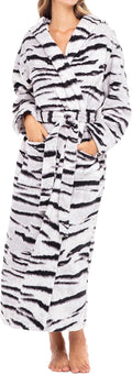 Warm Women's Long Fleece Bathrobe with Hood for Comfort