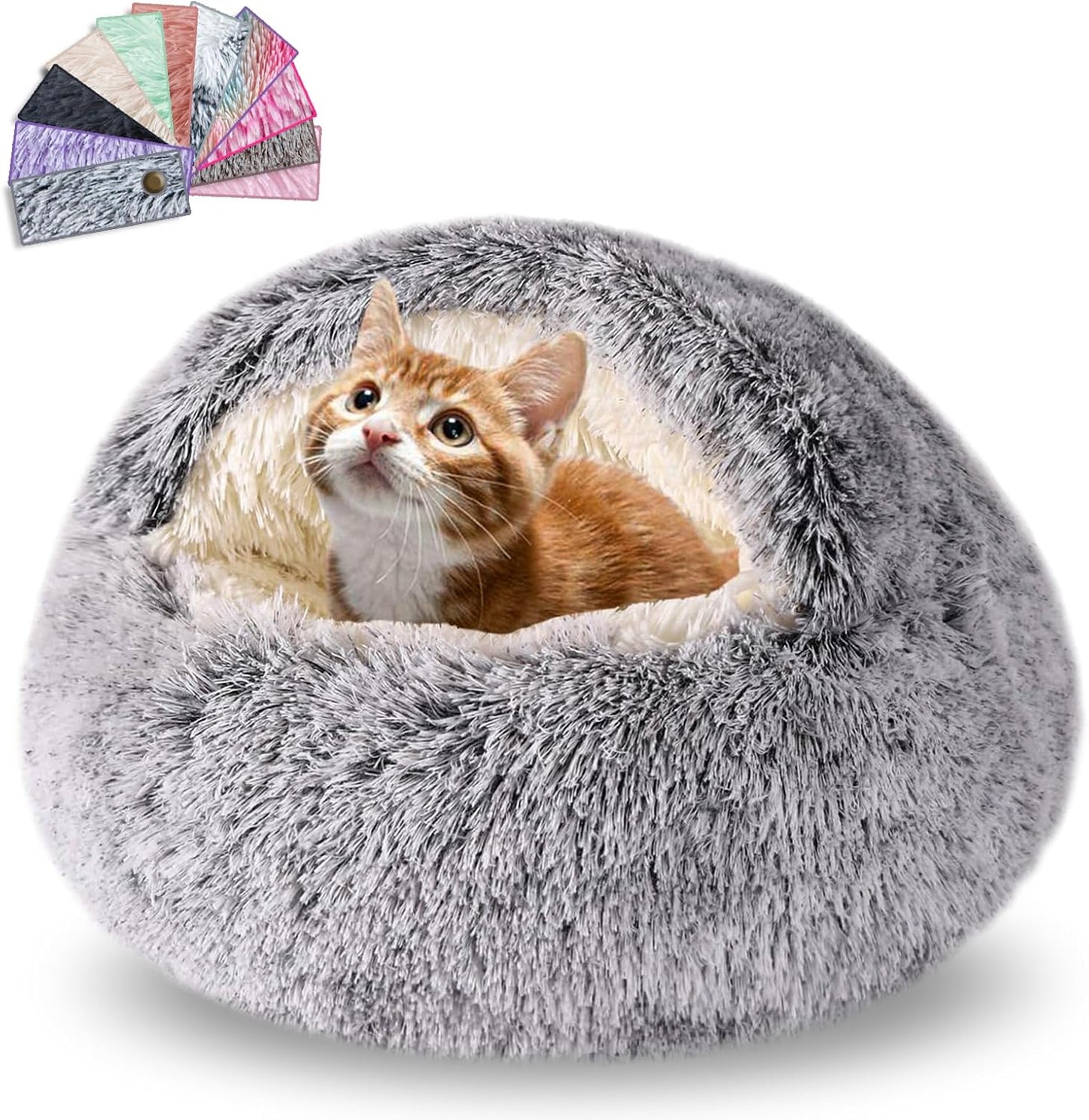 Cozy Calming Pet Cave Bed for Kitties - Washable & Anti-Slip!