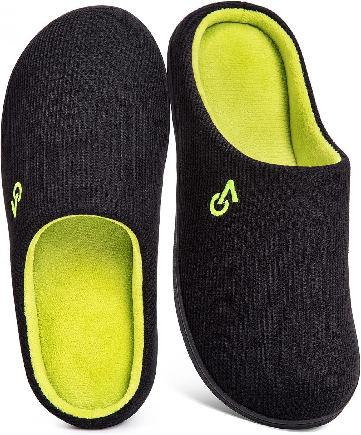 VeraCosy Men's Two-Tone Memory Foam House Slippers for Comfort