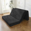 Tri-Folding Corduroy Mattress Twin Black - 6in Gel Folding Topper