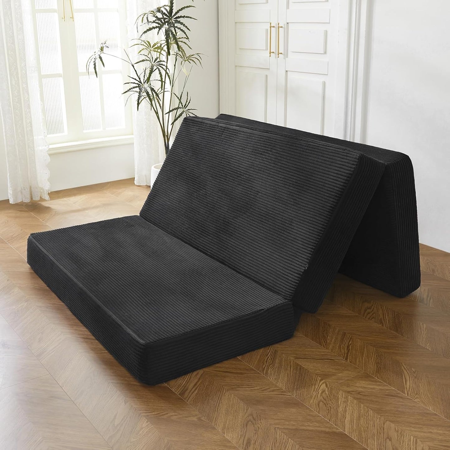 BYBYME Tri-Folding Corduroy Mattress for Comfortable Sleep