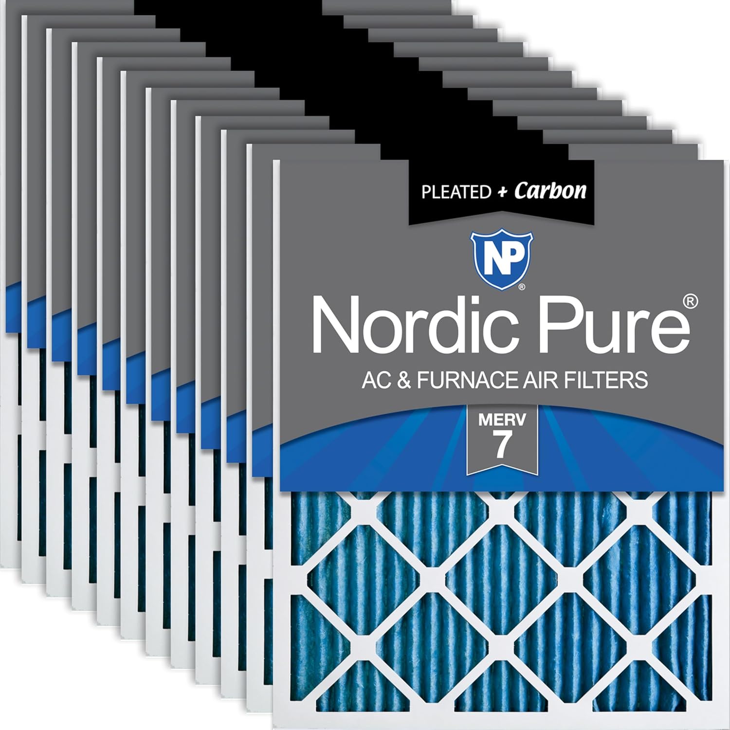 Nordic Pure Pleated Air Filters MERV 7 Plus Carbon 12 Pack