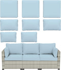 8 pcs Outdoor Cushion Slipcovers Replacement Set - 3 Seat 5 Backrest