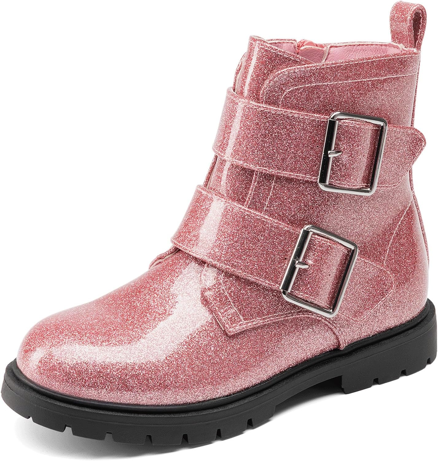 DREAM PAIRS Glitter Ankle Boots for Kids with Side Zipper