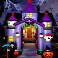 11.6 ft Halloween Inflatable Arch Purple Castle - Bright LED Decor