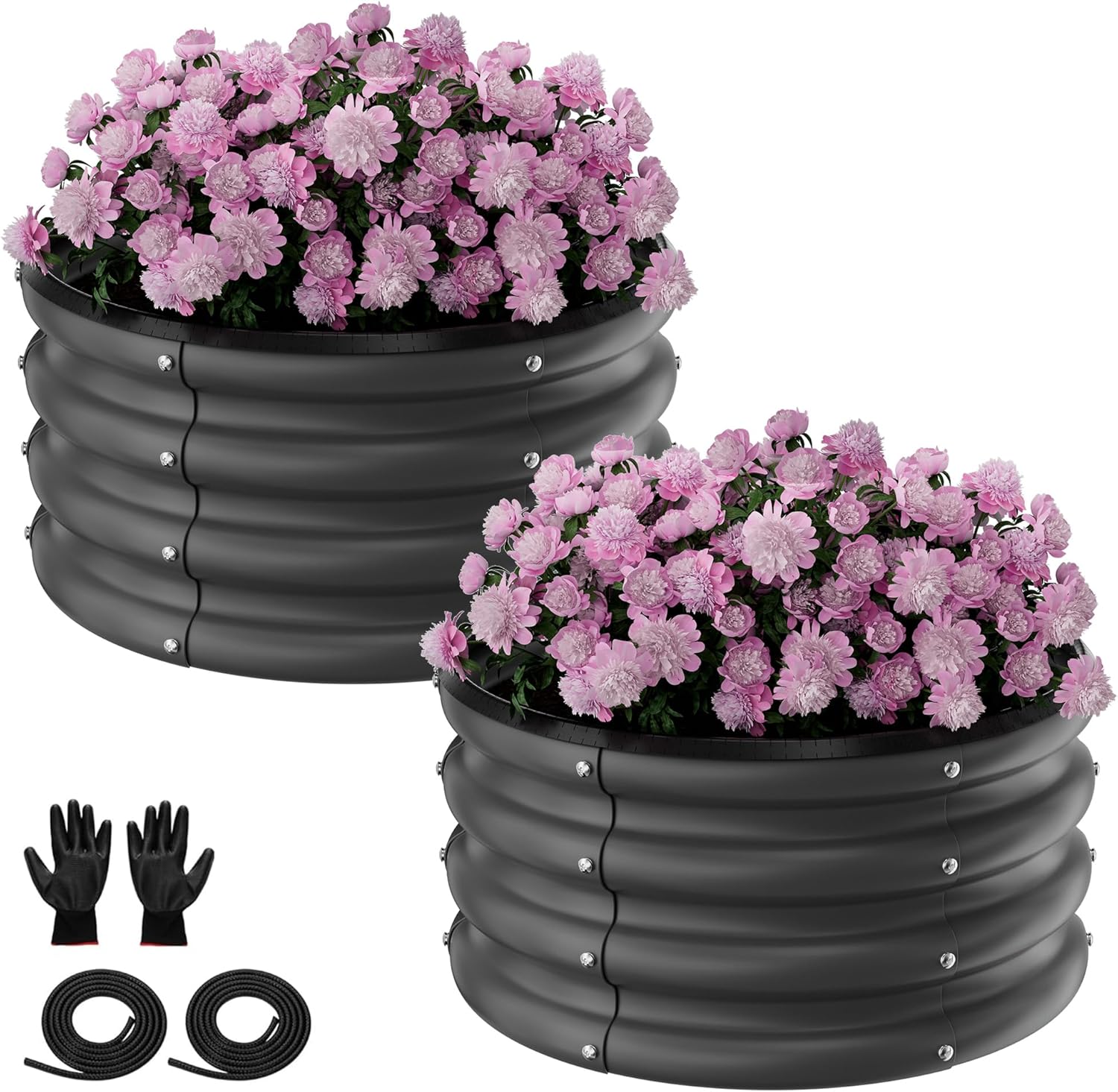 Round Galvanized Raised Garden Bed Kit for Outdoor Vegetables