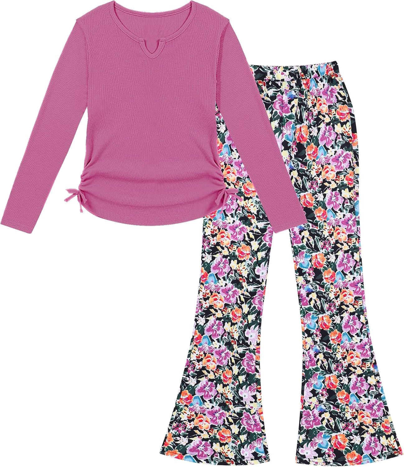 Crazyme Girls Clothes Long Sleeve T-Shirt and Bell Bottom Pants